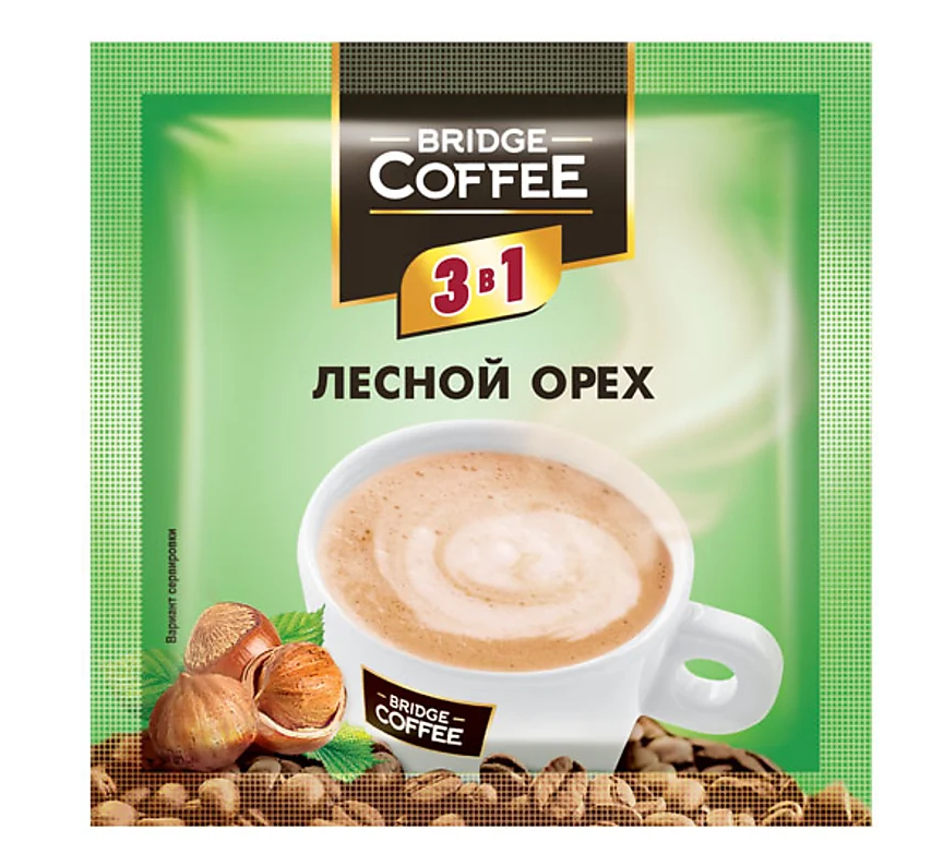 Напиток кофейный растворимый BRIDGE COFFEE 3в1  лесной орех 20 г