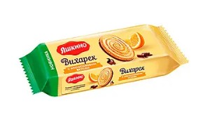 Печенье ЯШКИНО "Вихарёк" сахарное глазированное  с апельсиновым вкусом 155 г
