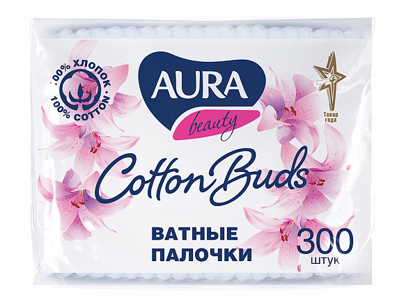 Ватные палочки AURA Beauty 300 шт.