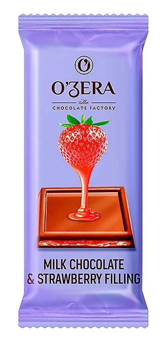 Шоколад OZERA "Milk & Strawberry filling" молочный с желейной клубничной начинкой 24 г