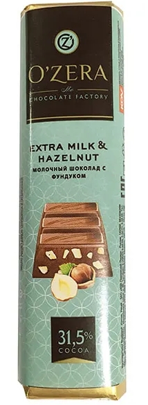 Шоколад OZERA "Extra milk & Hazelnut" молочный с фундуком 45 г