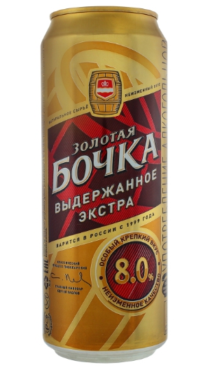 Пиво "Золотая Бочка Выдержанное. Экстра" темное пастеризованное 8,0% 0.45 л.