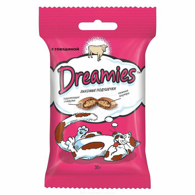 Лакомые подушечки DREAMIES с говядиной 30 г