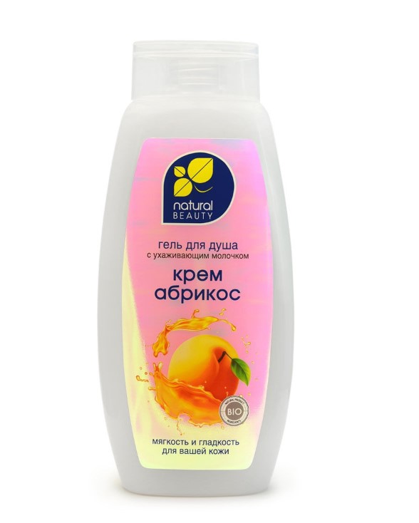 Гель для душа MAGRAV "Natural Beauty. Крем Абрикос"  с ухаживающим молочком 530 мл
